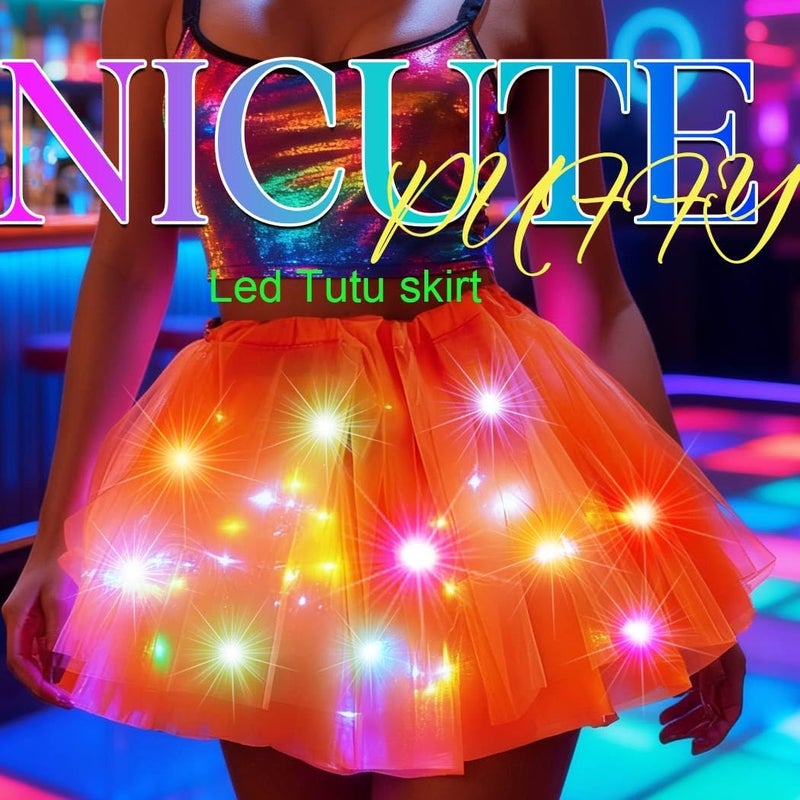 Nicute Light Up Tutu Led Layered Tulle Tutus Skirt for Women - Image 2